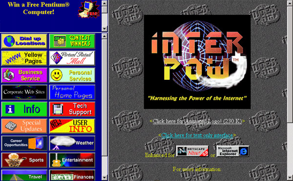 Interpow home page in 1996.